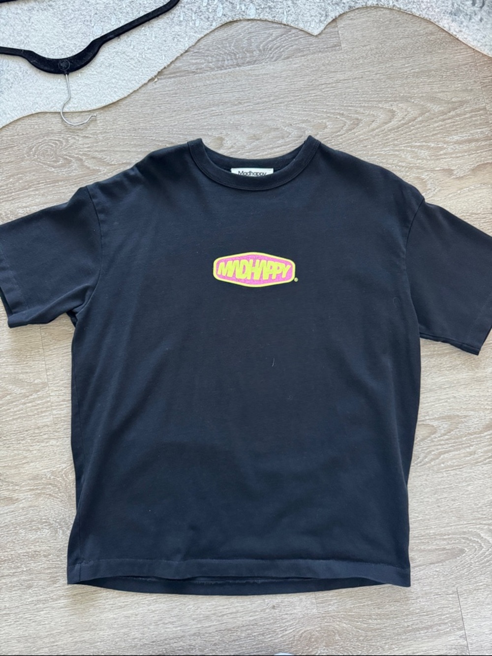 Madhappy Black Tee with Neon Pink and Yellow Logo